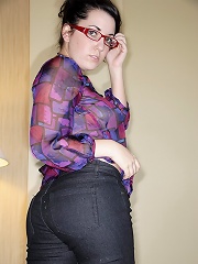 Sheer top with boots on busty scarlet